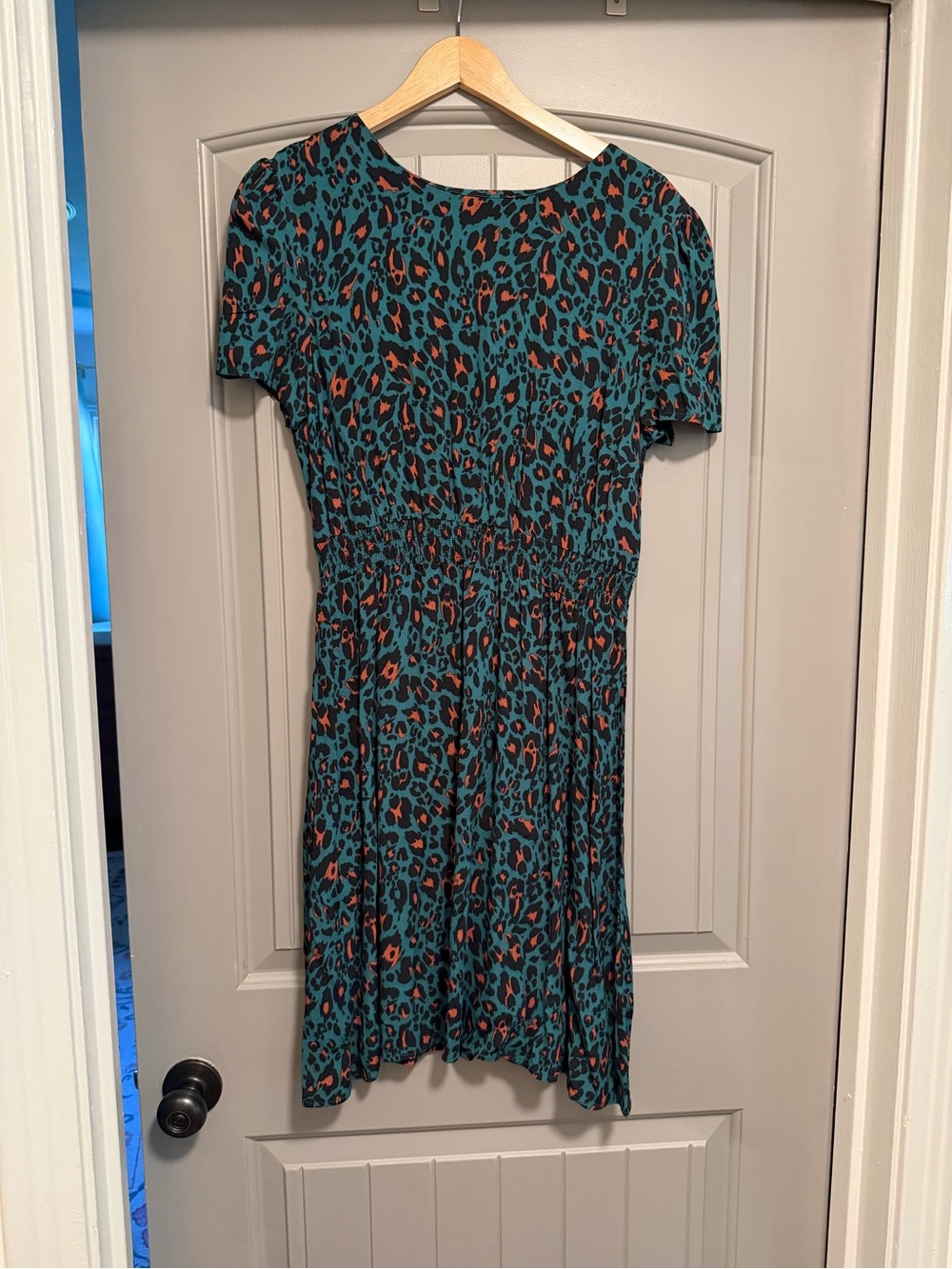 APRICOT Teal and Orange Animal Print Midi Dress NWT